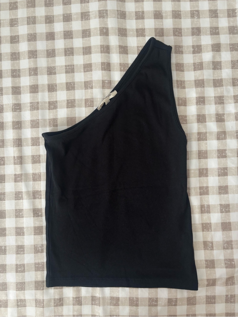 Madewell Black Ribbed One-Shoulder Tank